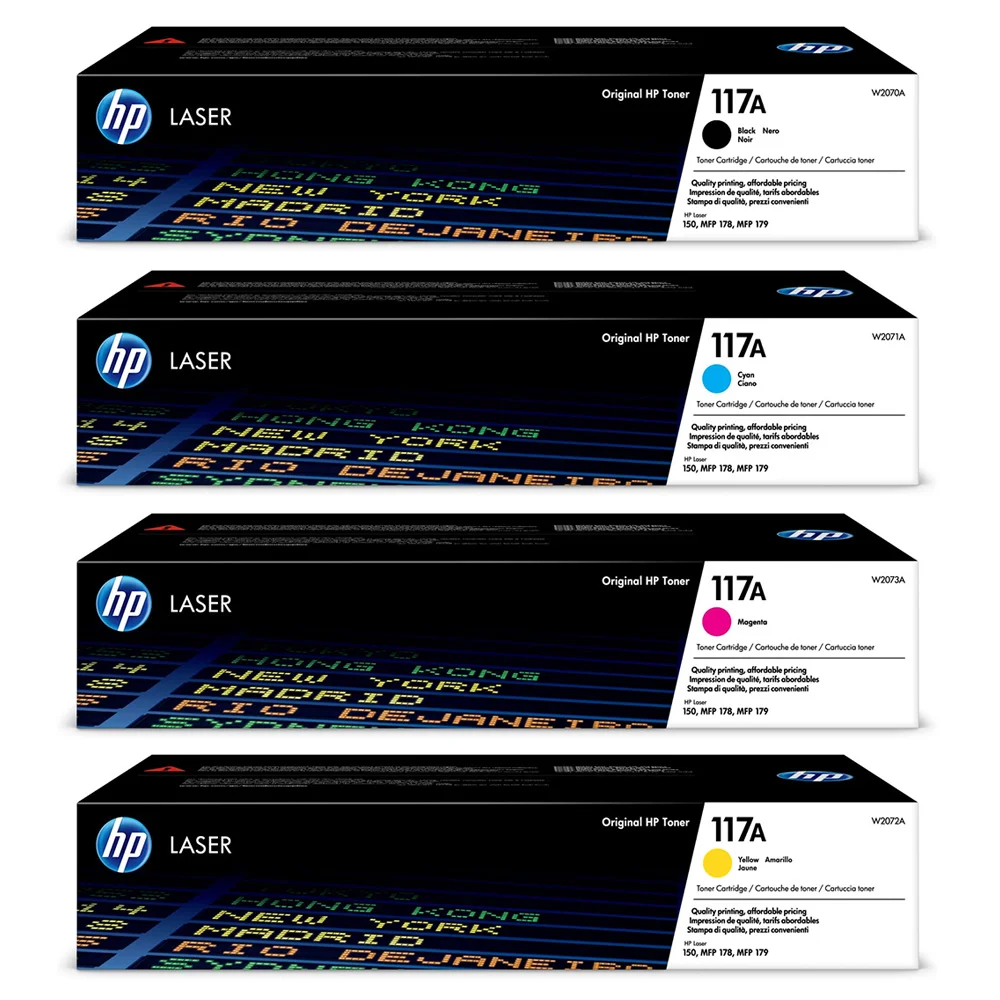 HP 117A Original LaserJet Toner Full Set HP 117A Original LaserJet Toner Full Set for compatible HP Color Laser printers from ROSEN TECH.